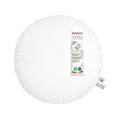 beties Publik rundes Feder Füllkissen Ø 80 cm – 1440 g Enten- & Gänsefedern – großes Rundkissen Innenkissen Inlett – waschbares Baumwoll-Inlett – Bodenkissen & Statement-Kissen beties Publik rundes Feder Füllkissen Ø 80 cm – 1440 g Enten- & Gänsefedern – großes Rundkissen Innenkissen Inlett – waschbares Baumwoll-Inlett – Bodenkissen & Statement-Kissen