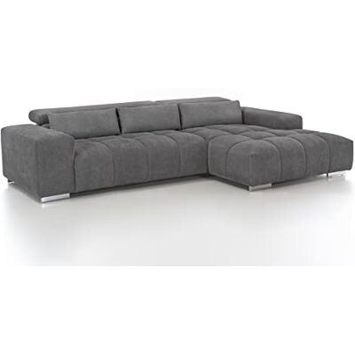 Mivano Ecksofa Orion / Große Eckcouch mit XL-Recamiere, Kopfteilfunktion und Kissen / 307 x 73 x 186 / Mikrofaser, Grau Mivano Ecksofa Orion / Große Eckcouch mit XL-Recamiere, Kopfteilfunktion und Kissen / 307 x 73 x 186 / Mikrofaser, Grau