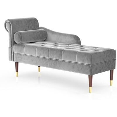 Vesgantti Velvet Chaiselongue, Indoor Lounge Sofa mit linker Armlehne und Lendenkissen, Recamiere für Wohnzimmer, Schlafzimmer und Büro, Samt Loungesessel 149.5 x 54 x 76CM Vesgantti Velvet Chaiselongue, Indoor Lounge Sofa mit linker Armlehne und Lendenkissen, Recamiere für Wohnzimmer, Schlafzimmer und Büro, Samt Loungesessel 149.5 x 54 x 76CM