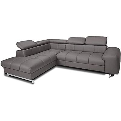 Mivano Ecksofa Chef / Sofa in L-Form mit Ottomane und verstellbaren Kopfstützen in Lederoptik / 262 x 72 x 206 / Kunstleder Elephant Mivano Ecksofa Chef / Sofa in L-Form mit Ottomane und verstellbaren Kopfstützen in Lederoptik / 262 x 72 x 206 / Kunstleder Elephant