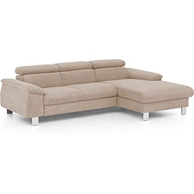 Mivano Ecksofa Micky mit Recamiere / Eckcouch mit Bettfunktion, Bettkasten und Kopfteilverstellung / 244 x 72 x 166 / Mikrofaser, Hellbraun Mivano Ecksofa Micky mit Recamiere / Eckcouch mit Bettfunktion, Bettkasten und Kopfteilverstellung / 244 x 72 x 166 / Mikrofaser, Hellbraun