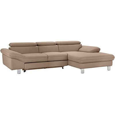Mivano Ecksofa Driver mit Recamiere rechts, Ledercouch mit Bettfunktion und Bettkasten / Inkl. verstellbare Kopfstützen, 268 x 73 x 169, Kunstleder, Braun Mivano Ecksofa Driver mit Recamiere rechts, Ledercouch mit Bettfunktion und Bettkasten / Inkl. verstellbare Kopfstützen, 268 x 73 x 169, Kunstleder, Braun