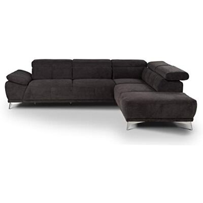 Mivano Ecksofa Felipe / Moderne Eckcouch mit Ottomanen rechts und verstellbaren Kopfstützen / 292 x 73 x 233 / Schwarz Mivano Ecksofa Felipe / Moderne Eckcouch mit Ottomanen rechts und verstellbaren Kopfstützen / 292 x 73 x 233 / Schwarz