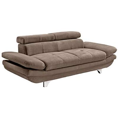 Mivano Zweisitzer-Sofa Enterprise / 2er-Couch mit verstellbaren Kopfstützen und Armlehnen / 218 x 72 x 104 / Mikrofaser-Bezug, hellbraun Mivano Zweisitzer-Sofa Enterprise / 2er-Couch mit verstellbaren Kopfstützen und Armlehnen / 218 x 72 x 104 / Mikrofaser-Bezug, hellbraun