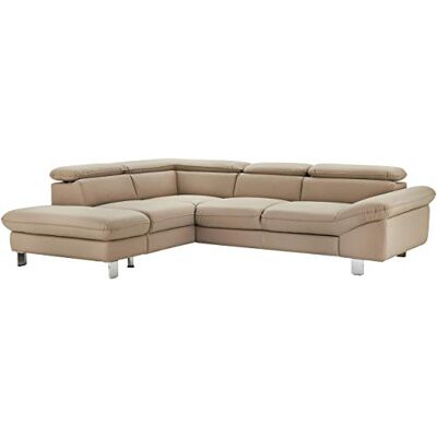 Mivano Ecksofa Driver mit Ottomane links, Ledercouch im modernen Design, Inkl. verstellbare Kopfstützen, 266 x 73 x 214, Kunstleder, Hellbraun Mivano Ecksofa Driver mit Ottomane links, Ledercouch im modernen Design, Inkl. verstellbare Kopfstützen, 266 x 73 x 214, Kunstleder, Hellbraun