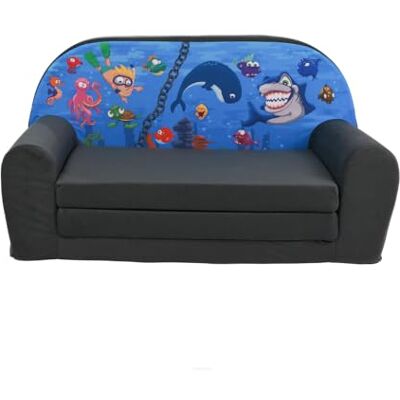 FORTISLINE Kindersofa MINI ausklappbar 78 x 40 x 45 cm Kindercouch aus Mikrofaser mit Liegefläche 104 cm, abnehmbarem waschbarem Bezug, Oeko-TEX Standard 100, Ocean FORTISLINE Kindersofa MINI ausklappbar 78 x 40 x 45 cm Kindercouch aus Mikrofaser mit Liegefläche 104 cm, abnehmbarem waschbarem Bezug, Oeko-TEX Standard 100, Ocean
