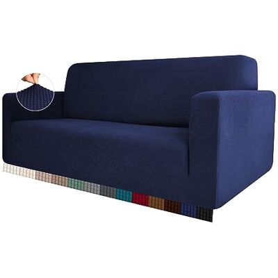 HEYOMART Stretch Sofabezug 1 Stück Sofahusse Spandex Jacquard Elastische Couchbezug mit Anti-Rutsch-Schaumstoffe (L-förmiges Ecksofa erfordert Zwei) 2 Seater, Blau HEYOMART Stretch Sofabezug 1 Stück Sofahusse Spandex Jacquard Elastische Couchbezug mit Anti-Rutsch-Schaumstoffe (L-förmiges Ecksofa erfordert Zwei) 2 Seater, Blau