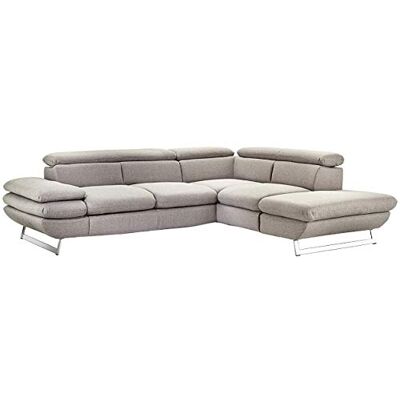 Mivano Ecksofa Prestige, Modernes Bettsofa in L-Form mit Ottomane und Schlaffunktion, Kopfteile und Armteil verstellbar, 265 x 74 x 223, Strukturstoff, grau Mivano Ecksofa Prestige, Modernes Bettsofa in L-Form mit Ottomane und Schlaffunktion, Kopfteile und Armteil verstellbar, 265 x 74 x 223, Strukturstoff, grau