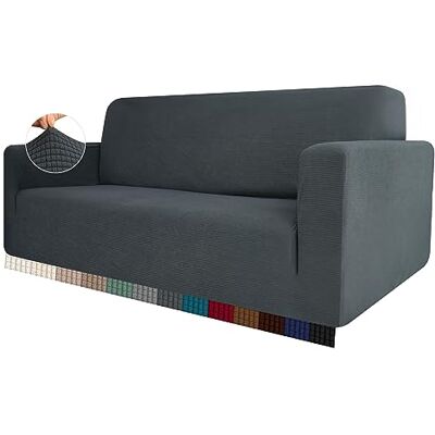 HEYOMART Stretch Sofabezug 1 Stück Sofahusse Spandex Jacquard Elastische Couchbezug mit Anti-Rutsch-Schaumstoffe (L-förmiges Ecksofa erfordert Zwei) 3 Seater, Grau HEYOMART Stretch Sofabezug 1 Stück Sofahusse Spandex Jacquard Elastische Couchbezug mit Anti-Rutsch-Schaumstoffe (L-förmiges Ecksofa erfordert Zwei) 3 Seater, Grau
