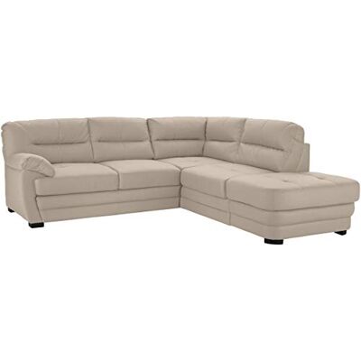 Mivano Ecksofa Royale / Zeitloses L-Form-Sofa mit Schlaffunktion, kleinem Bettkasten, Ottomane und hohen Rückenlehnen / 246 x 90 x 230 / Lederoptik, hellbraun Mivano Ecksofa Royale / Zeitloses L-Form-Sofa mit Schlaffunktion, kleinem Bettkasten, Ottomane und hohen Rückenlehnen / 246 x 90 x 230 / Lederoptik, hellbraun