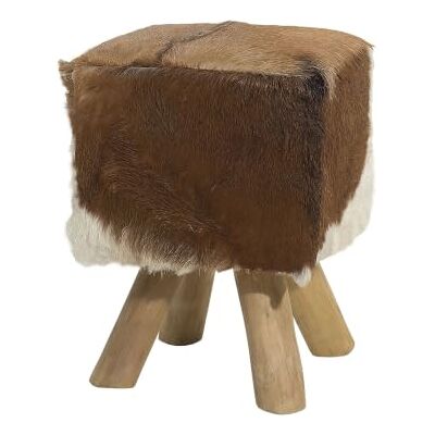 Beliani Schöner Hocker Lammfell Teakholz Braun/Weiß Boho-Stil Dalton Beliani Schöner Hocker Lammfell Teakholz Braun/Weiß Boho-Stil Dalton