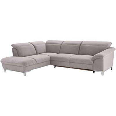 Mivano Schlafsofa Teresa / L-Form-Sofa mit Bett, verstellbaren Kopfstützen und Ottomane / 293 x 84 x 232 / Mikrofaser, Grau Mivano Schlafsofa Teresa / L-Form-Sofa mit Bett, verstellbaren Kopfstützen und Ottomane / 293 x 84 x 232 / Mikrofaser, Grau
