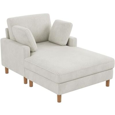 Vesgantti Cord Schlafsofa, Sofa Bett mit 2 Kissen, Relaxsessel, Schlafsessel für Wohnzimmer, Schlafzimmer, Büro, Werkzeuglose Montage, 148 * 104 * 92cm (Beige) Vesgantti Cord Schlafsofa, Sofa Bett mit 2 Kissen, Relaxsessel, Schlafsessel für Wohnzimmer, Schlafzimmer, Büro, Werkzeuglose Montage, 148 * 104 * 92cm (Beige)
