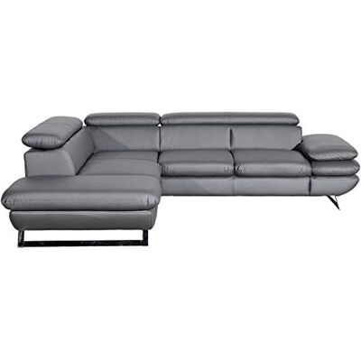 Mivano Ecksofa Prestige / Schlafsofa in L-Form mit Ottomane und Bettfunktion / Kopfstützen und Armlehne verstellbar / 265 x 74 x 223 / Kunstleder, dunkelgrau Mivano Ecksofa Prestige / Schlafsofa in L-Form mit Ottomane und Bettfunktion / Kopfstützen und Armlehne verstellbar / 265 x 74 x 223 / Kunstleder, dunkelgrau