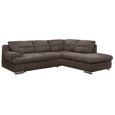 Mivano Ecksofa Coast / Große Sofagarnitur in L-Form mit Ottomane rechts / 264 x 88 x 217 / Strukturstoff: Dunkelbraun Mivano Ecksofa Coast / Große Sofagarnitur in L-Form mit Ottomane rechts / 264 x 88 x 217 / Strukturstoff: Dunkelbraun