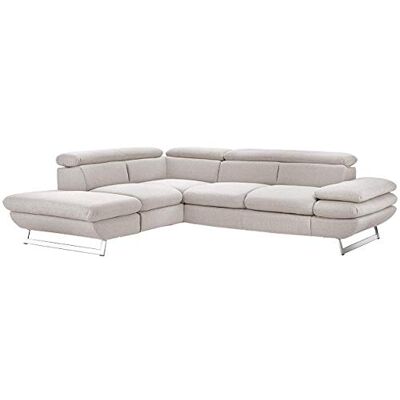 Mivano Ecksofa Prestige, Modernes L-Form-Sofa mit Ottomane, Kopfstützen und Armlehne verstellbar, 265 x 74 x 223, Strukturstoff, beige Mivano Ecksofa Prestige, Modernes L-Form-Sofa mit Ottomane, Kopfstützen und Armlehne verstellbar, 265 x 74 x 223, Strukturstoff, beige