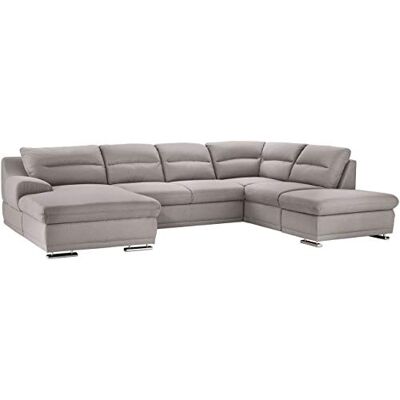 Mivano Wohnlandschaft Coast / Große Sofagarnitur in U-Form / Mit Recamiere links und Ottomane rechts / 334 x 88 x 217 / Mikrofaser: silver Mivano Wohnlandschaft Coast / Große Sofagarnitur in U-Form / Mit Recamiere links und Ottomane rechts / 334 x 88 x 217 / Mikrofaser: silver