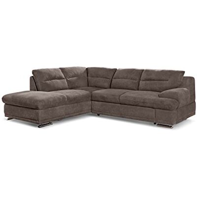 Mivano Ecksofa Coast / Große Sofagarnitur in L-Form mit Ottomane links / 264 x 88 x 217 / Mikrofaser: Dunkelbraun Mivano Ecksofa Coast / Große Sofagarnitur in L-Form mit Ottomane links / 264 x 88 x 217 / Mikrofaser: Dunkelbraun