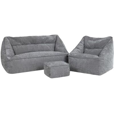 Icon Cecilia Chenille Sitzsack-Sofa-Set mit Füllung, Sofa 3 Sitzer, Grau In Deutschland Hergestellt, Boneless Sofa, Weich Chenille Stoff, Riesensitzsack für Schlafzimmer und Wohnzimmer Icon Cecilia Chenille Sitzsack-Sofa-Set mit Füllung, Sofa 3 Sitzer, Grau In Deutschland Hergestellt, Boneless Sofa, Weich Chenille Stoff, Riesensitzsack für Schlafzimmer und Wohnzimmer
