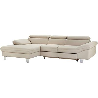 Mivano Ecksofa Driver mit Recamiere links, Ledercouch mit Bettfunktion und Bettkasten / Inkl. verstellbare Kopfstützen, 268 x 73 x 169, Kunstleder, Hellbraun Mivano Ecksofa Driver mit Recamiere links, Ledercouch mit Bettfunktion und Bettkasten / Inkl. verstellbare Kopfstützen, 268 x 73 x 169, Kunstleder, Hellbraun