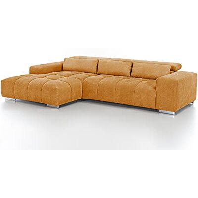 Mivano Eckcouch Orion / Großes Ecksofa mit XL-Recamiere, Kopfteilfunktion und Kissen / 307 x 73 x 186 / Mikrofaser, Gelb Mivano Eckcouch Orion / Großes Ecksofa mit XL-Recamiere, Kopfteilfunktion und Kissen / 307 x 73 x 186 / Mikrofaser, Gelb