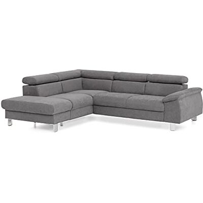Mivano Ecksofa Micky mit Ottomane / L-Form-Sofa mit Schlaffunktion, Stauraum und Kopfteilverstellung / 249 x 72 x 207 / Velours, Dunkelgrau Mivano Ecksofa Micky mit Ottomane / L-Form-Sofa mit Schlaffunktion, Stauraum und Kopfteilverstellung / 249 x 72 x 207 / Velours, Dunkelgrau