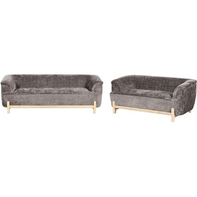 Beliani 5-Sitzer Sofa Set Chenille Stoff braun mit breiten Armlehnen Holzfüße Alnor Beliani 5-Sitzer Sofa Set Chenille Stoff braun mit breiten Armlehnen Holzfüße Alnor