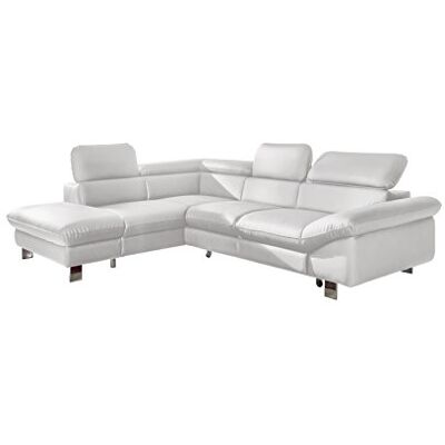 Mivano Ecksofa Driver mit Schlaffunktion und Stauraum / Ledersofa in L-Form mit Ottomane links / Inkl. verstellbare Kopfstützen / 266 x 73 x 214 / Kunstleder weiß Mivano Ecksofa Driver mit Schlaffunktion und Stauraum / Ledersofa in L-Form mit Ottomane links / Inkl. verstellbare Kopfstützen / 266 x 73 x 214 / Kunstleder weiß