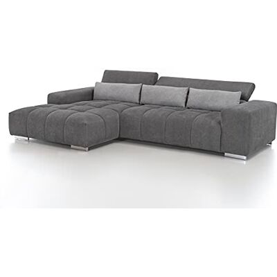 Mivano Eckcouch Orion / Großes Ecksofa mit XL-Recamiere, Kopfteilfunktion und Kissen / 307 x 73 x 186 / Mikrofaser, Grau/Hellgrau Mivano Eckcouch Orion / Großes Ecksofa mit XL-Recamiere, Kopfteilfunktion und Kissen / 307 x 73 x 186 / Mikrofaser, Grau/Hellgrau