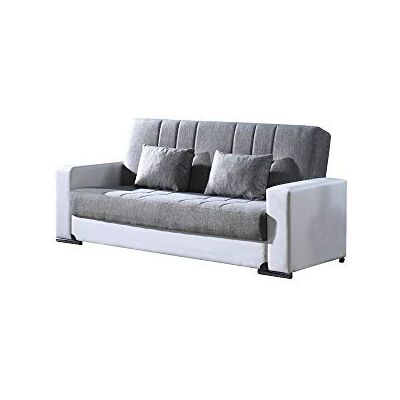 Eurobrico 3-Sitzer-Container-Schlafsofa, 220 x 84 x 91 h cm, mit weißer Struktur und grauen Sitzen Eurobrico 3-Sitzer-Container-Schlafsofa, 220 x 84 x 91 h cm, mit weißer Struktur und grauen Sitzen