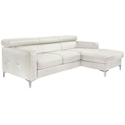 Mivano Ecksofa Sammy, Schlafsofa in Lederimitat mit Bettkasten und Kopfteilverstellung, 227 x 74 x 187, Kunstleder, weiß Mivano Ecksofa Sammy, Schlafsofa in Lederimitat mit Bettkasten und Kopfteilverstellung, 227 x 74 x 187, Kunstleder, weiß