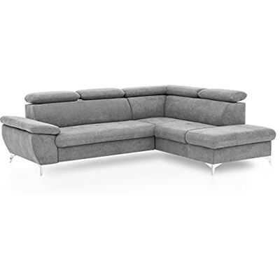 Mivano Ecksofa Gisele / Eckcouch mit Schlaffunktion, Stauraum, Armteilfunktion und Kopfteilverstellung / 256 x 83 x 209 / Velours, Hellgrau Mivano Ecksofa Gisele / Eckcouch mit Schlaffunktion, Stauraum, Armteilfunktion und Kopfteilverstellung / 256 x 83 x 209 / Velours, Hellgrau