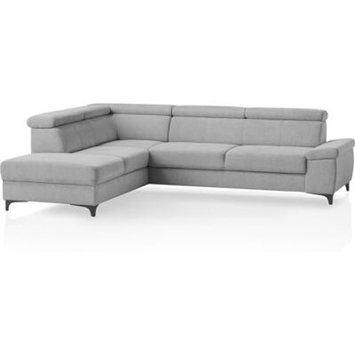 Traumnacht Montpellier Ecksofa 3-Sitzer mit festem Anbauelement (Hocker) inkl. Schlaffunktion, Bettkasten links und verstellbarem Kopfteil, grau, produziert nach deutschem Qualitätsstandard Traumnacht Montpellier Ecksofa 3-Sitzer mit festem Anbauelement (Hocker) inkl. Schlaffunktion, Bettkasten links und verstellbarem Kopfteil, grau, produziert nach deutschem Qualitätsstandard