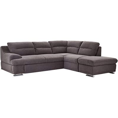 Mivano Ecksofa Coast / Große Sofagarnitur in L-Form mit Ottomane rechts, 264 x 88 x 217, Mikrofaser: grau Mivano Ecksofa Coast / Große Sofagarnitur in L-Form mit Ottomane rechts, 264 x 88 x 217, Mikrofaser: grau