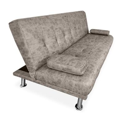 Homey 3-Sitzer-Sofa, Modell Leire, modernes Design, praktisch und funktional, mit dekorativen Kissen, Holz, Zementgrau, 188 cm (L) x 88 cm (T) x 88 cm (H) Homey 3-Sitzer-Sofa, Modell Leire, modernes Design, praktisch und funktional, mit dekorativen Kissen, Holz, Zementgrau, 188 cm (L) x 88 cm (T) x 88 cm (H)