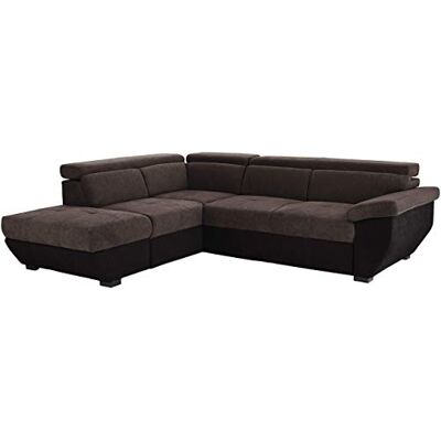 Mivano Ecksofa Speedway / Moderne Couch in L-Form mit verstellbaren Kopfstützen und Ottomane / 262 x 79 x 224 / Zweifarbiger Bezug, grey/black Mivano Ecksofa Speedway / Moderne Couch in L-Form mit verstellbaren Kopfstützen und Ottomane / 262 x 79 x 224 / Zweifarbiger Bezug, grey/black