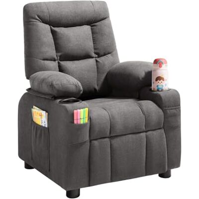VEVOR Kindersofa mit Getränkehaltern und Seitentaschen, Kindersessel mit 107° bis 126° Verstellbarer Rückenlehne & Atmungsaktivem Polyesterbezug, Liegesofa mit Fußstütze, Geeignet für Kinder (Grau) VEVOR Kindersofa mit Getränkehaltern und Seitentaschen, Kindersessel mit 107° bis 126° Verstellbarer Rückenlehne & Atmungsaktivem Polyesterbezug, Liegesofa mit Fußstütze, Geeignet für Kinder (Grau)