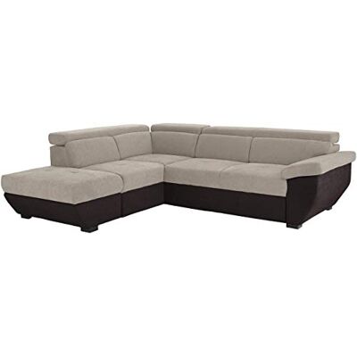 Mivano Ecksofa Speedway / Moderne Couch in L-Form mit verstellbaren Kopfstützen und Ottomane / 262 x 79 x 224 / Zweifarbiger Bezug, platinum/mud Mivano Ecksofa Speedway / Moderne Couch in L-Form mit verstellbaren Kopfstützen und Ottomane / 262 x 79 x 224 / Zweifarbiger Bezug, platinum/mud