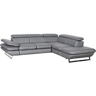 Mivano Ecksofa Prestige / Couch in L-Form mit Ottomane / Kopfteile und Armteil verstellbar / 265 x 74 x 223 / Kunstleder, dunkelgrau Mivano Ecksofa Prestige / Couch in L-Form mit Ottomane / Kopfteile und Armteil verstellbar / 265 x 74 x 223 / Kunstleder, dunkelgrau