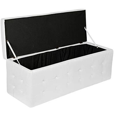 Dmora Pouf-Behälter aus Kunstleder, Farbe Weiß, 140 x 47 x 45 cm Dmora Pouf-Behälter aus Kunstleder, Farbe Weiß, 140 x 47 x 45 cm
