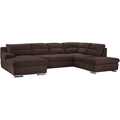 Mivano Wohnlandschaft Coast / Große Schlafcouch in U-Form / Mit Bettfunktion und Stauraum / Recamiere links und Ottomane rechts / 334 x 88 x 217 / Mikrofaser: earth Mivano Wohnlandschaft Coast / Große Schlafcouch in U-Form / Mit Bettfunktion und Stauraum / Recamiere links und Ottomane rechts / 334 x 88 x 217 / Mikrofaser: earth