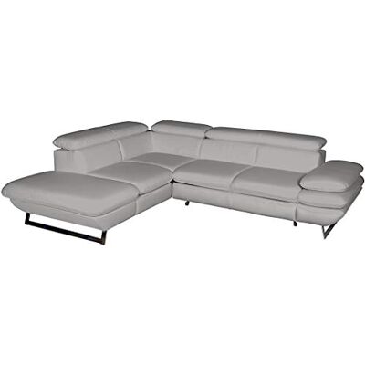 Mivano Ecksofa Prestige / Schlafsofa in L-Form mit Ottomane und Bettfunktion / Kopfstützen und Armlehne verstellbar / 265 x 74 x 223 / Kunstleder, hellgrau Mivano Ecksofa Prestige / Schlafsofa in L-Form mit Ottomane und Bettfunktion / Kopfstützen und Armlehne verstellbar / 265 x 74 x 223 / Kunstleder, hellgrau