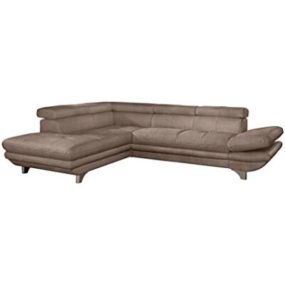 Mivano Ecksofa Enterprise / Trendige Eckcouch in L-Form mit Bettfunktion / Kopfstützen und Armteil verstellbar / 273 x 75 x 238 / Mikrofaser: braun Mivano Ecksofa Enterprise / Trendige Eckcouch in L-Form mit Bettfunktion / Kopfstützen und Armteil verstellbar / 273 x 75 x 238 / Mikrofaser: braun
