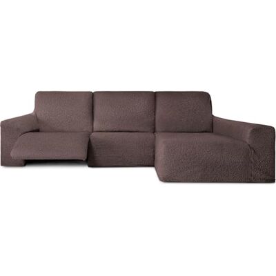 ECOMMERC3 Chaiselong-Sofabezug mit langem Arm rechts mit bi-elastischem Relax-Sofa, braun, sehr elastisch, atmungsaktiv und mit Schaumstoff zur Befestigung ECOMMERC3 Chaiselong-Sofabezug mit langem Arm rechts mit bi-elastischem Relax-Sofa, braun, sehr elastisch, atmungsaktiv und mit Schaumstoff zur Befestigung