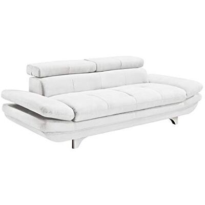 Mivano 3er-Ledersofa Enterprise / Dreisitzer-Couch mit Bezug aus echtem Leder, verstellbaren Kopfstützen und Armlehnen / 233 x 72 x 104 / Echtleder, weiß Mivano 3er-Ledersofa Enterprise / Dreisitzer-Couch mit Bezug aus echtem Leder, verstellbaren Kopfstützen und Armlehnen / 233 x 72 x 104 / Echtleder, weiß