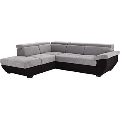 Mivano Ecksofa Speedway / Moderne Couch in L-Form mit verstellbaren Kopfstützen und Ottomane / 262 x 79 x 224 / Zweifarbiger Bezug, argent/black Mivano Ecksofa Speedway / Moderne Couch in L-Form mit verstellbaren Kopfstützen und Ottomane / 262 x 79 x 224 / Zweifarbiger Bezug, argent/black