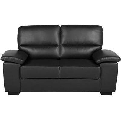 Beliani Klassisches Sofa 2-Sitzer Dicke Armlehnen Kunstleder schwarz Vogar Beliani Klassisches Sofa 2-Sitzer Dicke Armlehnen Kunstleder schwarz Vogar
