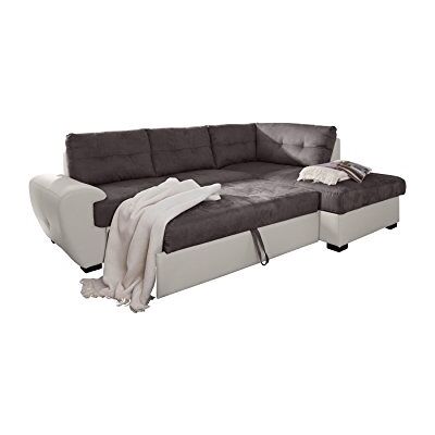 Mivano Cotta 2F-Otm/BK Rücken Echt Ecksofa, Sitz Strukturgewebe, 100% Korpus Kunstleder PU, 64% Polyurethan, 25% Polyester, 11% Baumwolle, 174 x 244 x 88 cm, mud/weiß Mivano Cotta 2F-Otm/BK Rücken Echt Ecksofa, Sitz Strukturgewebe, 100% Korpus Kunstleder PU, 64% Polyurethan, 25% Polyester, 11% Baumwolle, 174 x 244 x 88 cm, mud/weiß