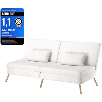 COMHOMA Schlafsofa mit Schlaffunktion, Sofa überzug Futon Klappsofa, Bettcouch, ecksofa, Couch Gästebett, 3-Sitzer Sofa, mit verstellbare Rückenlehne aus Teddystoff Weiß COMHOMA Schlafsofa mit Schlaffunktion, Sofa überzug Futon Klappsofa, Bettcouch, ecksofa, Couch Gästebett, 3-Sitzer Sofa, mit verstellbare Rückenlehne aus Teddystoff Weiß