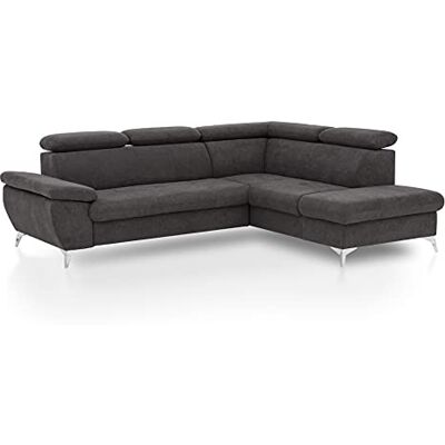 Mivano Ecksofa Gisele / Eckcouch mit Schlaffunktion, Stauraum, Armteilfunktion und Kopfteilverstellung / 256 x 83 x 209 / Velours, Graubraun Mivano Ecksofa Gisele / Eckcouch mit Schlaffunktion, Stauraum, Armteilfunktion und Kopfteilverstellung / 256 x 83 x 209 / Velours, Graubraun